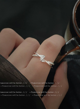 绝美~小巧轻奢设计感扭圈锆石戒指女小众个性级感食指戒指环镀14k