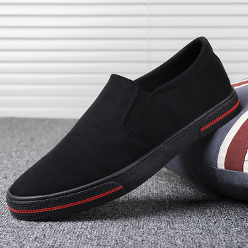 ເກີບຜູ້ຊາຍ 2024 summer ໃຫມ່ trendy shoes slip-on lazy canvas shoes trendy driving shoes breathable old Beijing cloth shoes