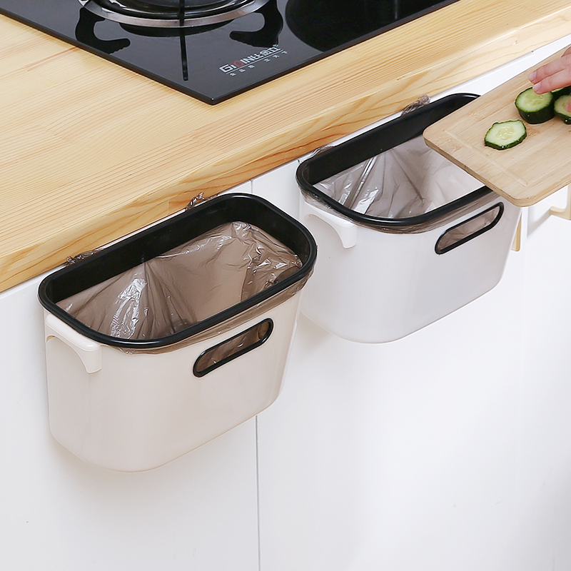 厨房垃圾桶橱柜门可壁挂式分类拉圾筒家用大小号卫生间塑料废纸篓-图0