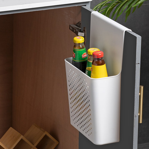 壁挂收纳盒厨房柜门内侧置物架挂钩保鲜膜橱柜门挂篮后神器收纳架 - 图2
