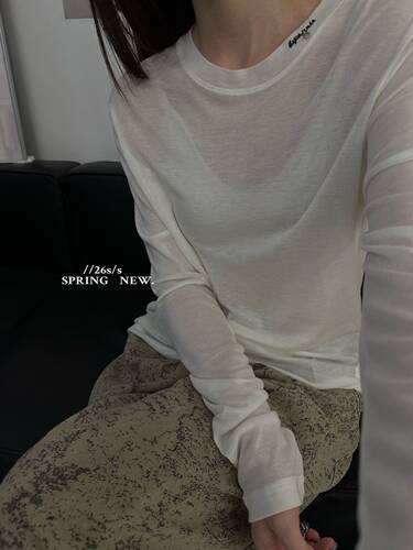 ONE12711莱赛尔天丝羊毛打底衫女2026春夏新款百搭长袖面膜T恤one - 图3