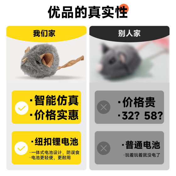 Cat toy simulated mouse plush sounding mouse funny cat stick pet kitten self-pleasure and boredom relief artifact supplies