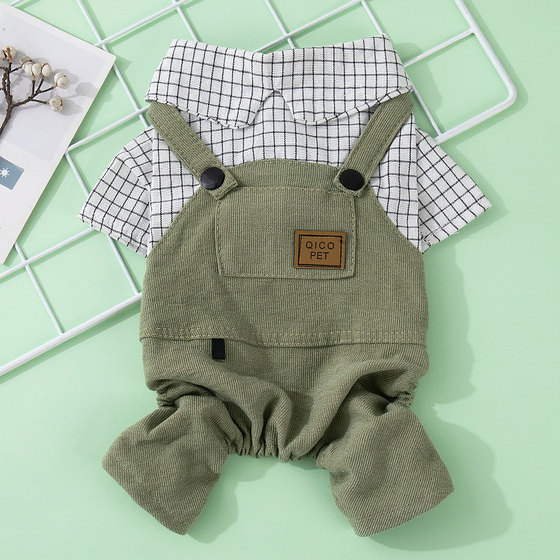 Pet cat clothes four-legged striped overalls thin blue cat ragdoll small cat spring and summer anti-shedding