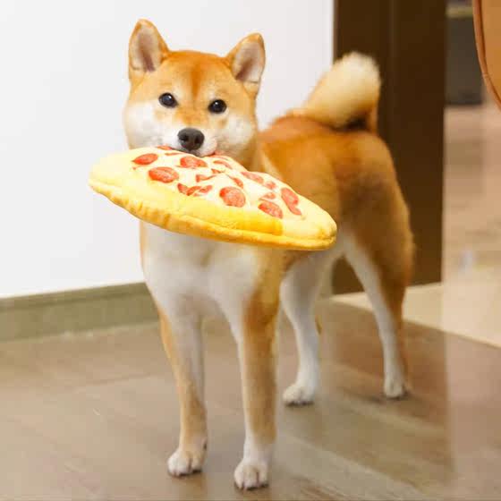 Dog sounding toy teething plush pizza rattle paper
