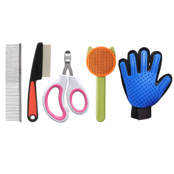 Cat comb to remove floating hair, nail scissors, flea comb, special cat gloves, hair brush, pet care products