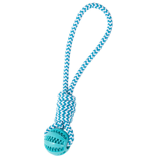 Dog toy tug-of-war pull rope knot rubber ball Corkin fur medium and large dogs interactive play