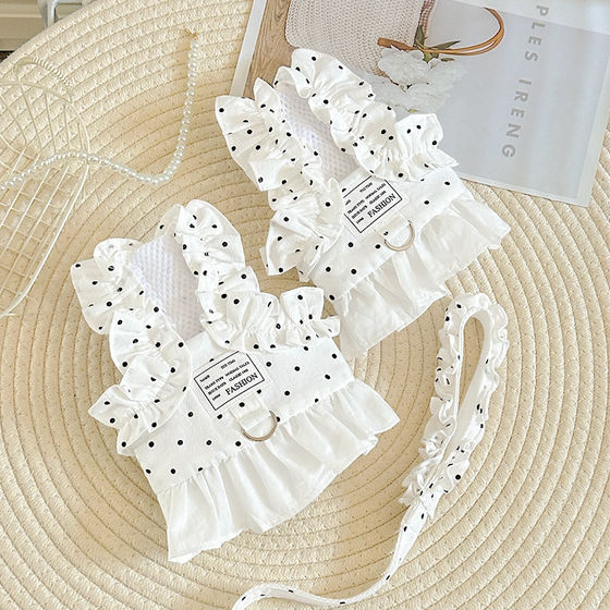 Dog leash for summer outings, small dog Bichon Teddy pet harness, vest-style dog walking rope