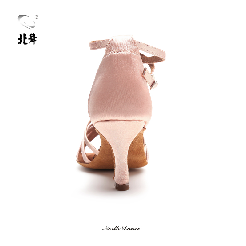 北舞粉色拉丁舞蹈鞋中高跟成人女生女士广场舞鞋凉鞋跳舞鞋室内 - 图2