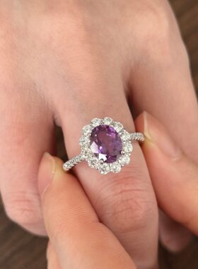 培育紫蓝宝S925纯银戒指2.4ct