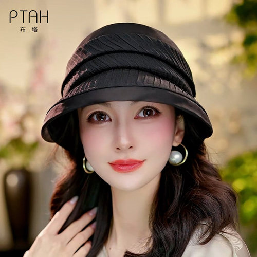 布塔桑蚕丝赫本帽女春夏防晒遮阳帽百搭洋气时尚女士帽子PT0799 - 图1