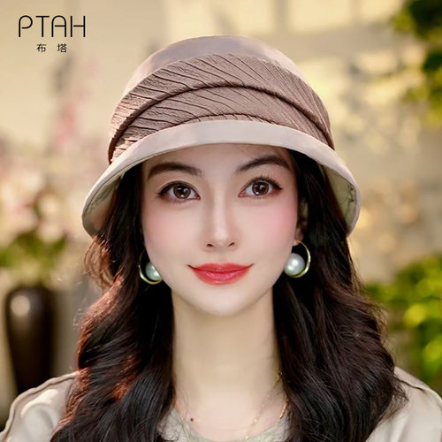 布塔桑蚕丝赫本帽女春夏防晒遮阳帽百搭洋气时尚女士帽子PT0799 - 图0