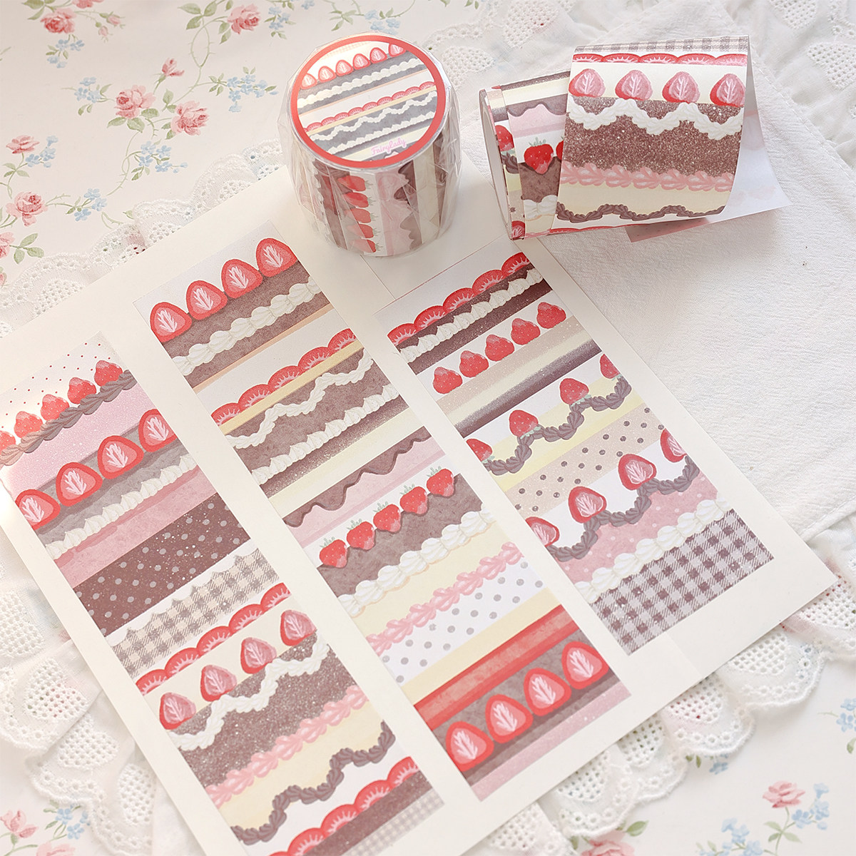少女志原创可书写胶带草莓蛋糕手帐贴纸拼贴素材备忘计划留言创意,淘宝优惠券,粉丝福利购,淘宝优惠卷