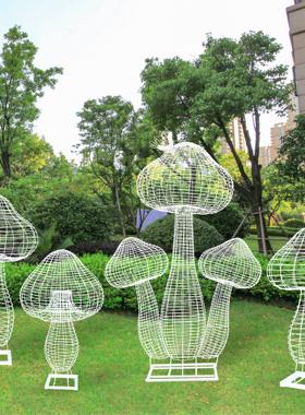 园林景观别墅庭院不锈钢蘑菇雕塑