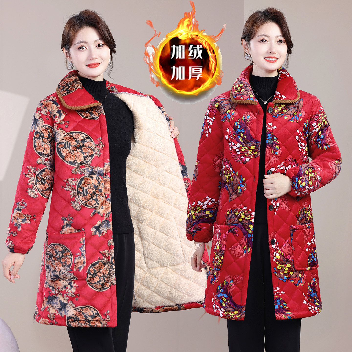 冬季保暖大人罩衣女士长袖工作服绒面护衣大褂家用厨房加绒围裙女,淘宝优惠券,粉丝福利购,淘宝优惠卷