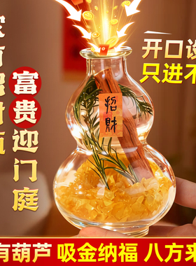 生财净化摆件粗盐净宅生财葫芦瓶