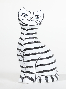 黑白条纹儿童房电视柜雕塑摆件