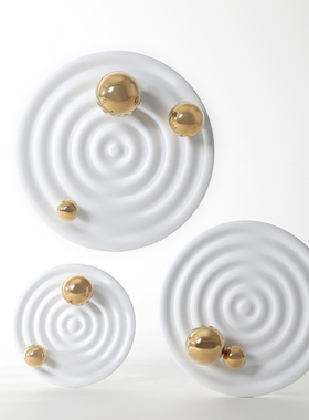 圆形白色银河系托盘摆件别墅壁饰