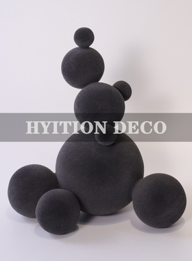 植绒圆球摆件客厅创意雕塑