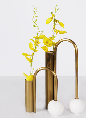 欧式风金属大理石样板间会所摆件