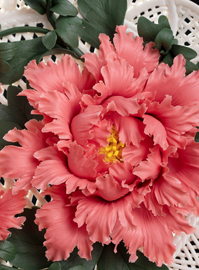 家居摆饰陶瓷手工牡丹瓷挂盘摆件