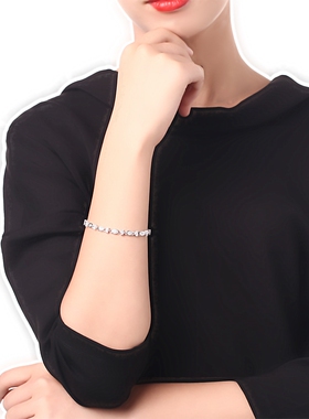 珠宝925银A级白色锆石手链定制