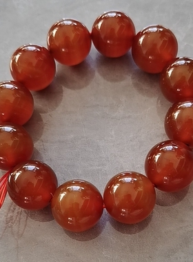 原矿纯天然老玛瑙原色原石手链男款20大珠手串父亲礼物收藏精品