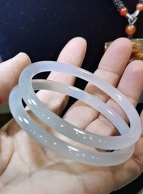 蛇年幸运石优选叮当镯子一对阜新本地原矿白玛瑙手镯正品油润无瑕