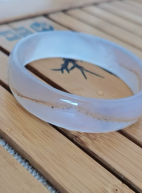 蛇年大吉天然花朱砂镯子阜新本地十家子原矿白玛瑙手镯无优化条镯