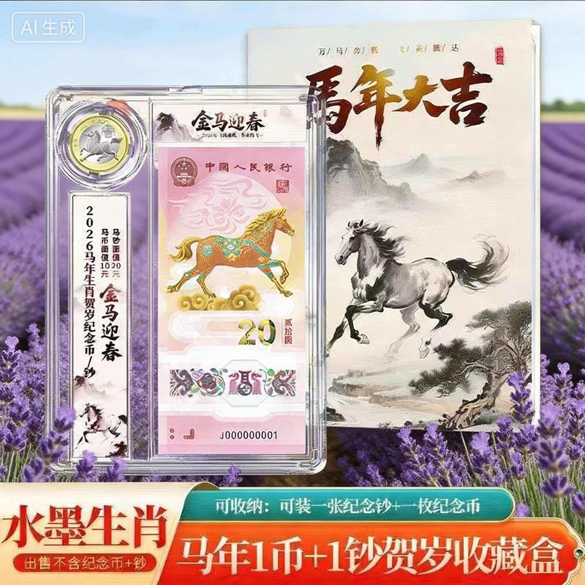 马年纪念钞春节礼盒套装马年纪念1币1钞贺岁礼品套盒收藏保护邮票,淘宝优惠券,粉丝福利购,淘宝优惠卷
