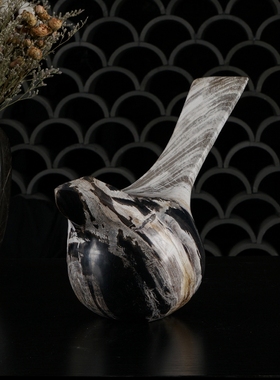 木化石报喜鸟摆件简约艺术