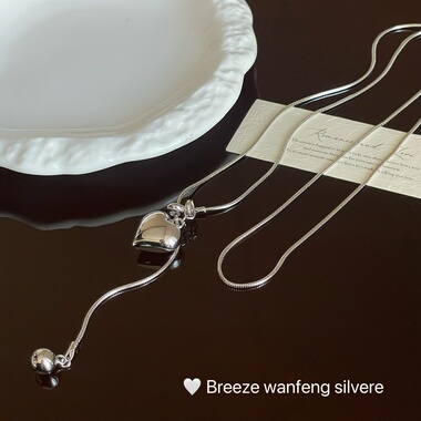 S925纯银爱心长款流苏项链女小众设计感锁骨链高级感气质