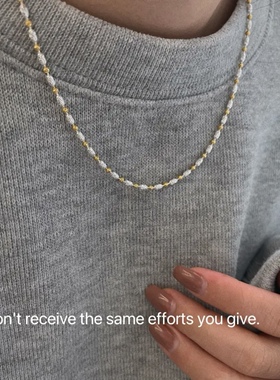 纯银镀金拼接意大利米珠链