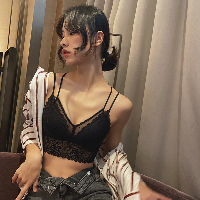 祺蕾旗舰店祺蕾法式蕾丝文胸无钢圈性感胸罩夏季薄款细带美背背心式内衣女3