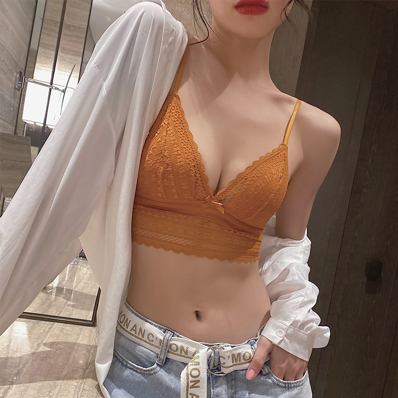 祺蕾旗舰店祺蕾无钢圈舒适内衣女超薄款性感蕾丝法式小胸三角杯美背文胸bra2