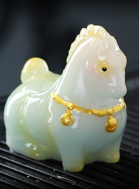 唐风变色悦马茶宠茶台摆件