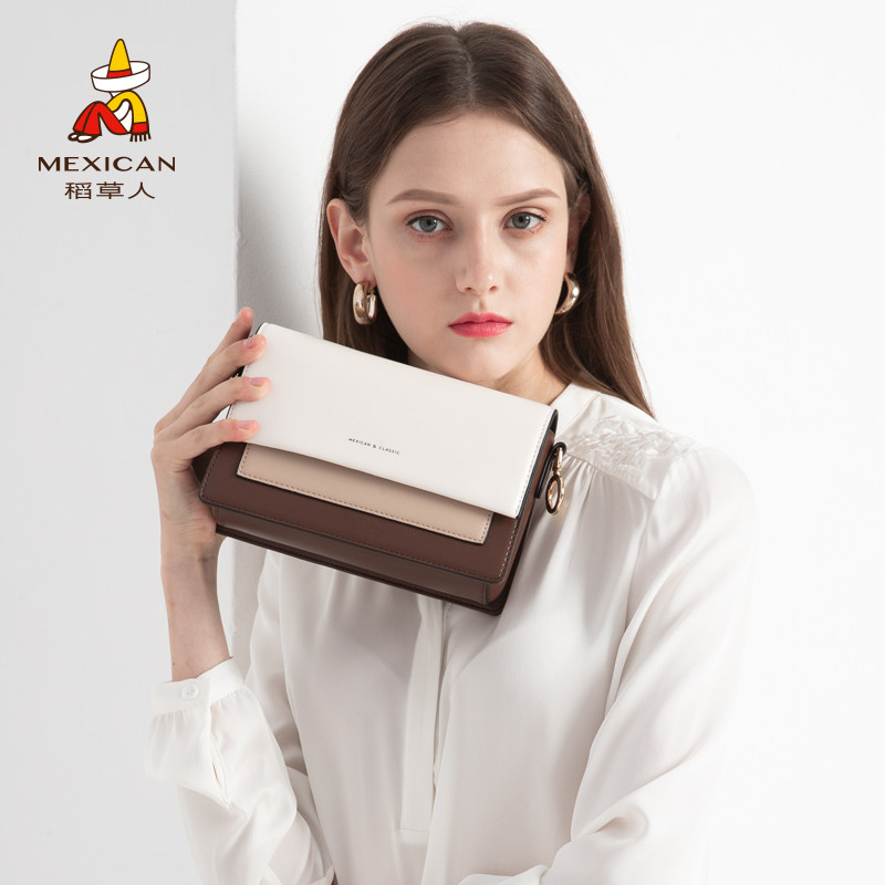 稻草人2020新款潮宽肩带ins斜挎包 稻草人优客女士包袋