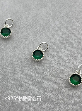 s925纯银锆石方钻项链吊坠单