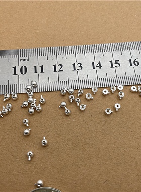 S925纯银项链手链钢丝线串珠线打结定位珠收尾固定扣夹扣银饰配件