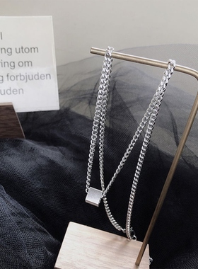 项链男生潮流几何方块嘻哈风简约