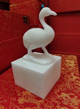 天然玉石仙鹤长寿祥瑞摆件招财长生不老工艺品送老人长辈礼品