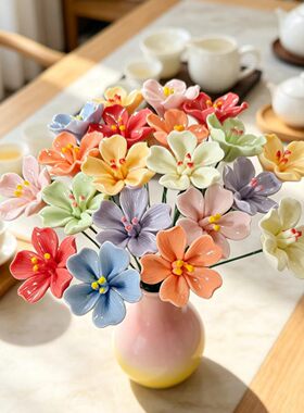 陶瓷小樱花仿真花花束花插花瓶