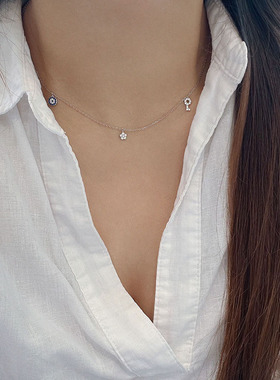 astudio纯银眼睛流苏项链chocker