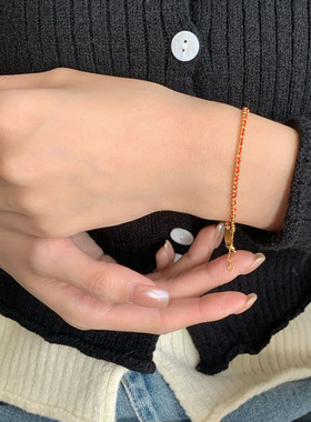 astudio纯银本命年红色编织手链