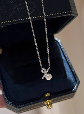 astudio纯银百分比符号珍珠项链