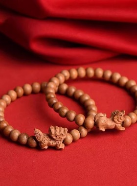 桃木十二生肖手链女本命年手串