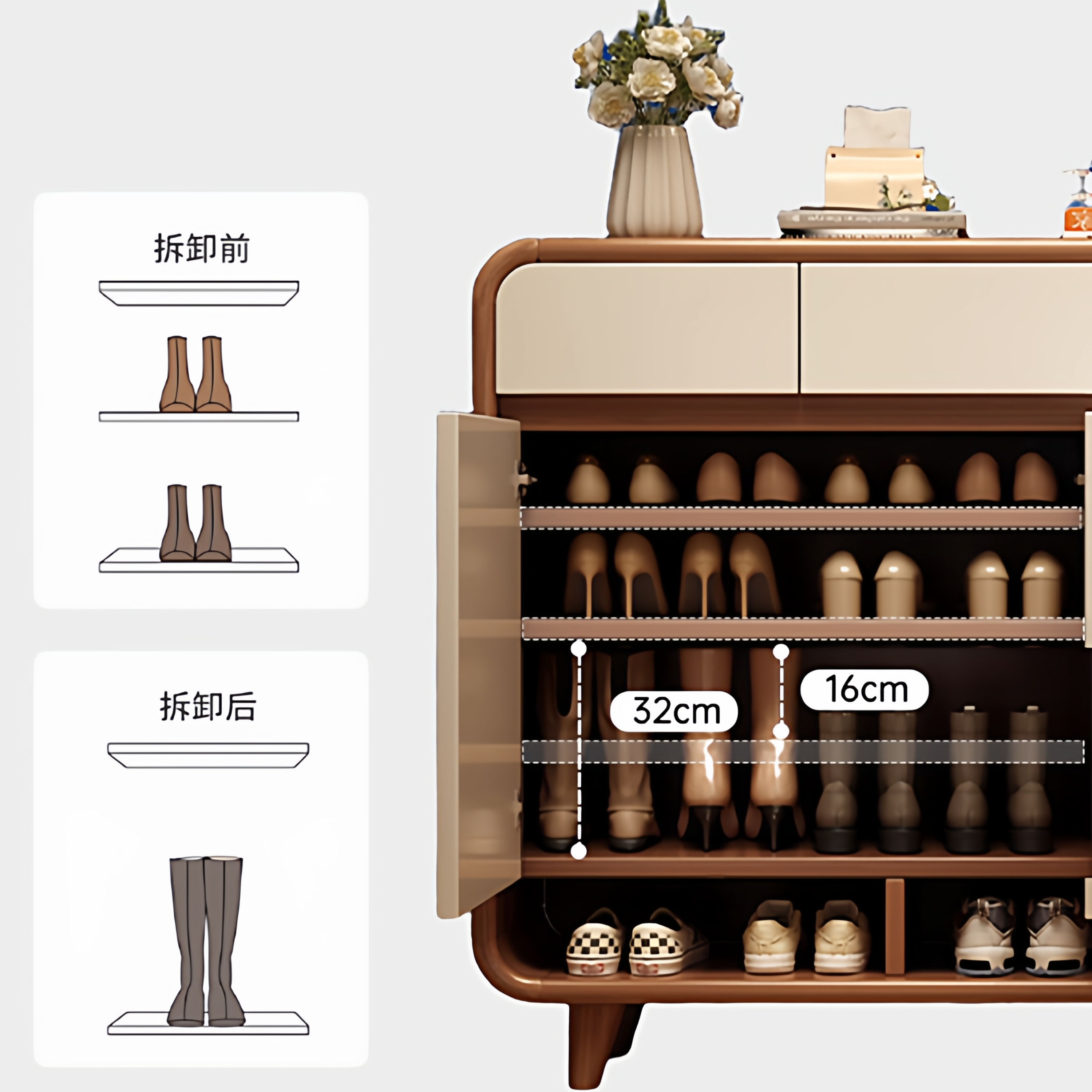 鞋柜家用门口入户门收纳储物一体神器2025新款靠墙玄关柜高档鞋架 - 图1