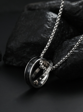 钛钢不掉色双圆环项链男女街头
