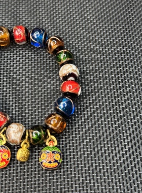 0245北京香灰琉璃手串香灰瓷散珠吞金兽手绳朱砂香灰