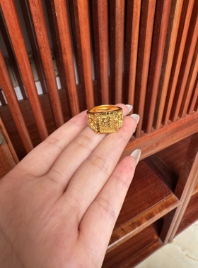 越南沙金戒指男士招财进宝福发财龙霸气时尚大气可调节指环戒子