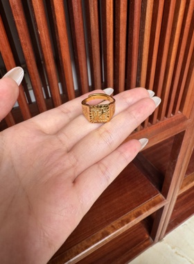 霸气经典方形男士戒子越南沙金可调节发财字开口招财进宝时尚指环